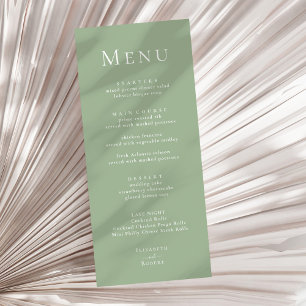 Sage Green Modern Minimalist Wedding Menu