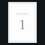 Sage Green Modern Minimalist Wedding Table Number<br><div class="desc">Sage Green modern, minimalist wedding table number. Fully customisable! **PLEASE NOTE: For ordering Table Numbers, each card number must be edited/customised separately and added to your cart. For example: if you just select Qty: 20 cards and Add to Cart, it will be of the same number unless you customise each...</div>