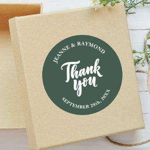 Sage Green Modern Minimalist Wedding Thank You Classic Round Sticker