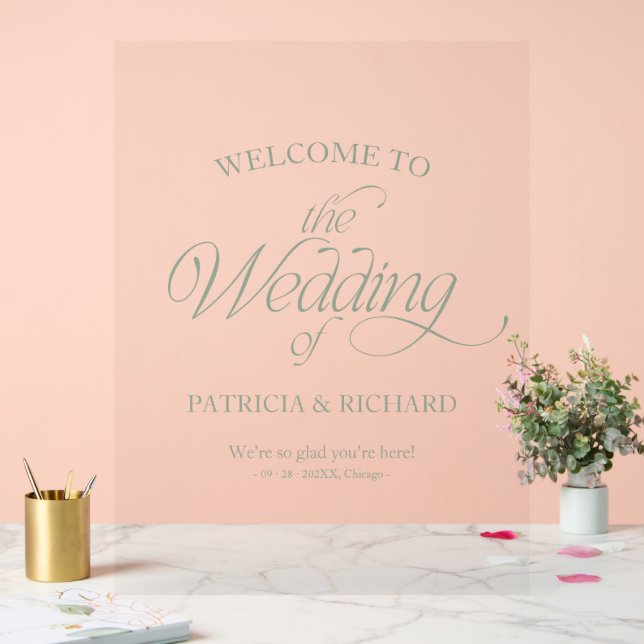 Sage Green Modern Minimalist Wedding Welcome Sign (Wedding)