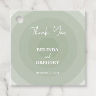 Sage Green Modern Monogram Wedding Favour Tags