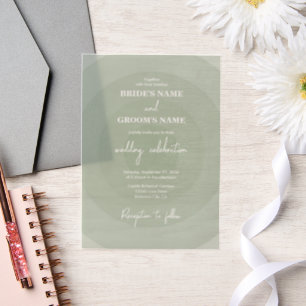 Sage Green Modern Monogram Wedding  Invitation