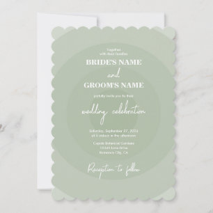 Sage Green Modern Monogram Wedding  Invitation