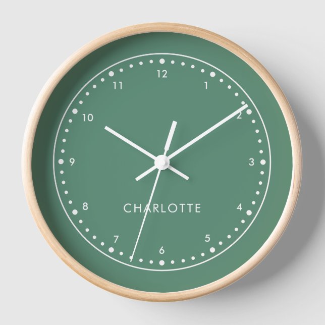 Sage Green | Modern Name Elegant Trendy Stylish Clock (Front)
