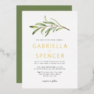 Sage Green Modern Olive Branch Wedding Gold