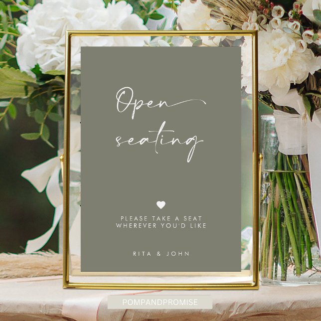 Sage Green Modern Open Seating Wedding Sign (Creator Uploaded)