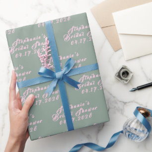 Sage Green Modern Pattern Bride Bridal Shower Wrapping Paper