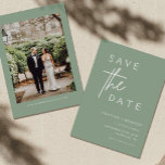 Sage Green Modern Photo Save the Dates Invitations<br><div class="desc">Sage Green  Modern Photo Save the Dates Invitations for your special day!Sage Green</div>