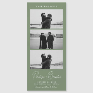 Sage Green Modern Photo Strip Magnetic Wedding