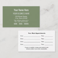 Sage Green Modern Professional Appointment Card
