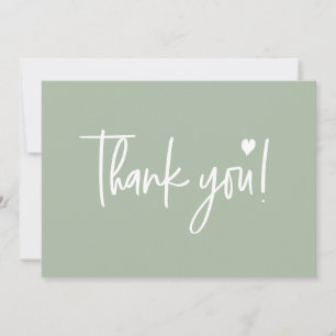Sage Green Modern script Baby Shower  Thank You Card