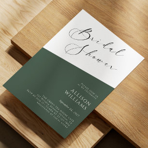 Sage Green Modern Script Bridal Shower Invitation