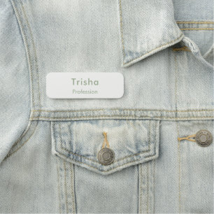 Sage Green Modern Script Custom Employee ID Name Tag