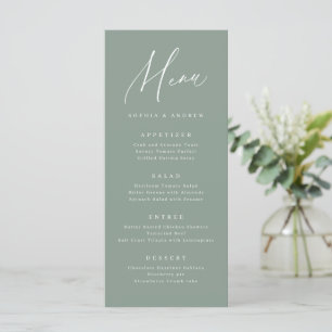 Sage Green modern script minimalist wedding Menu
