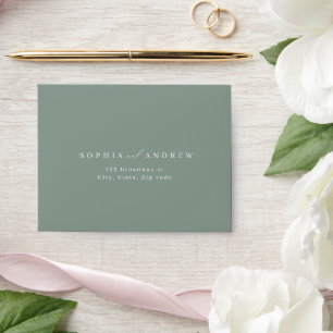 Sage Green modern script minimalist wedding RSVP Envelope