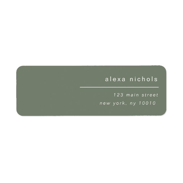 Sage Green Modern Simple Return Address Label (Front)