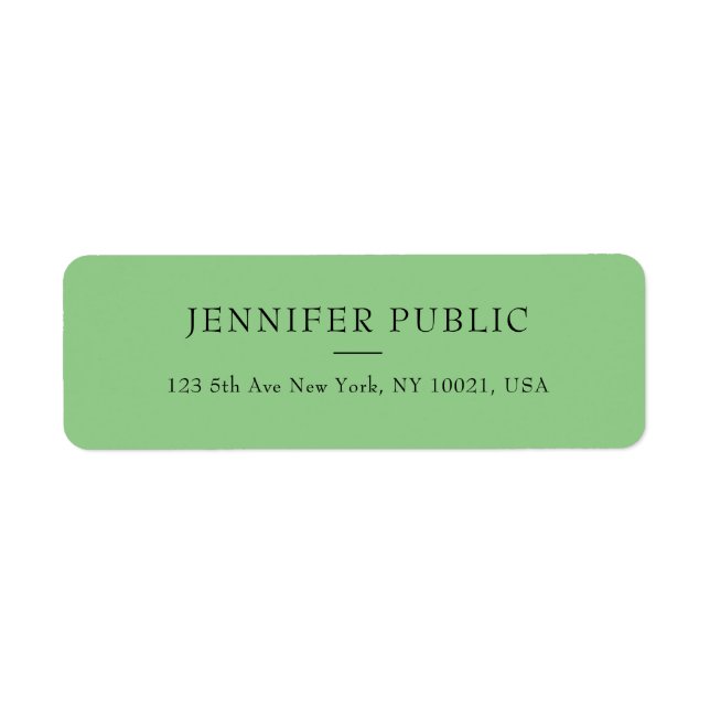 Sage Green Modern Simple Template Return Address (Front)