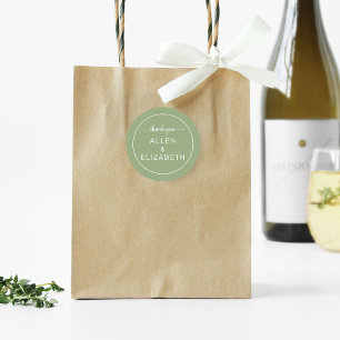 Sage Green Modern Thank You Card Wedding Favour Classic Round Sticker
