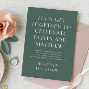 Sage green modern typography minimalist wedding invitation
