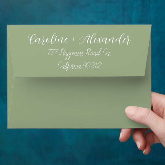Sage Green Modern Wedding Chic Return Address Envelope (Hand)