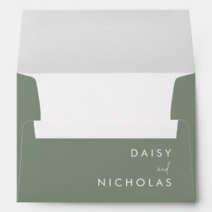 Sage Green Modern Wedding Engagement Envelope