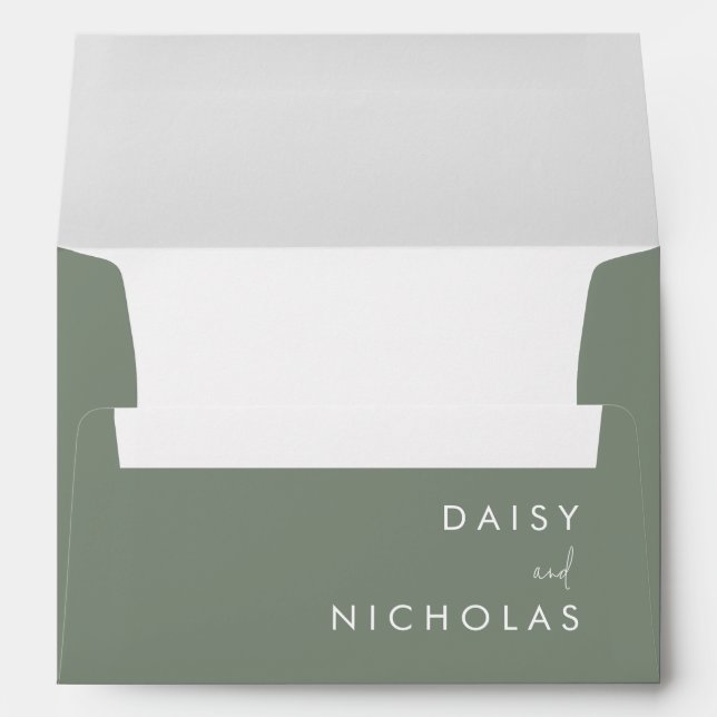 Sage Green Modern Wedding Engagement Envelope (Back (Bottom))