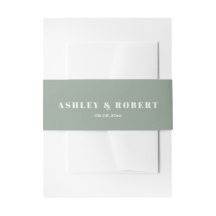 Sage Green Modern Wedding Invitation Belly Band