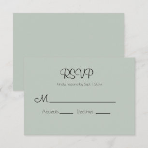 Sage Green Modern Wedding RSVP Card