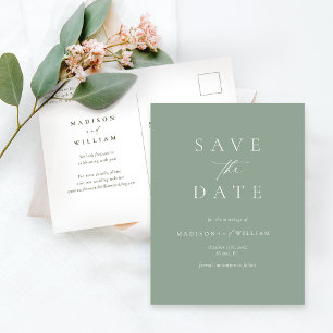 Sage Green Modern Wedding Save The Date Postcard