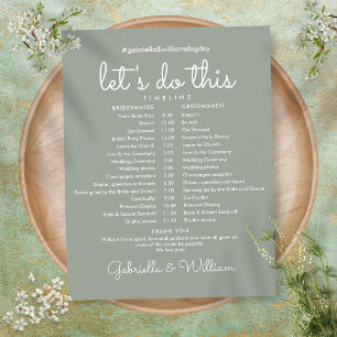 Sage Green Modern Wedding Schedule Timeline