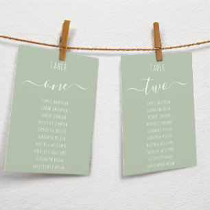 Sage Green Modern White Script Seating Chart Card