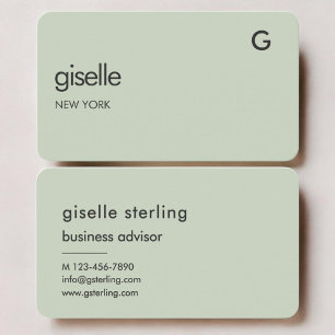 Sage Green Monogram Business Card