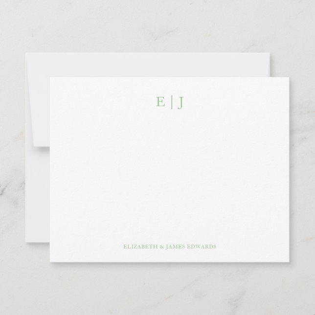 Sage Green Monogram Couple Initials Personalised Card (Front)