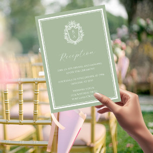 Sage Green Monogram Crest Reception Details Enclosure Card
