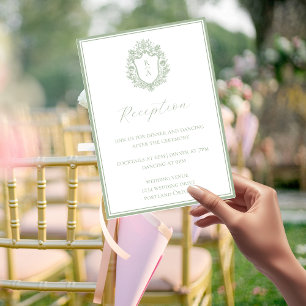 Sage Green Monogram Crest Reception Details Enclosure Card
