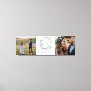 Sage Green Monogram Crest Wedding Keepsake Photo  Canvas Print