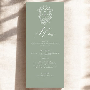 Sage Green Monogram Elegant Wedding Reception Menu
