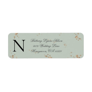 Sage Green Monogram Gold Glitter Return Address