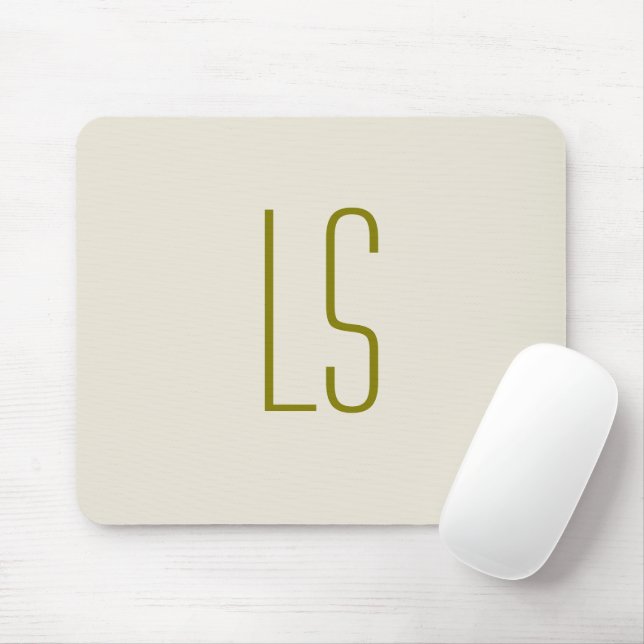 Sage green monogram initial simple mouse mat (With Mouse)