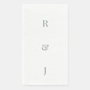 Sage Green Monogram Initials Engagement Wedding Napkin