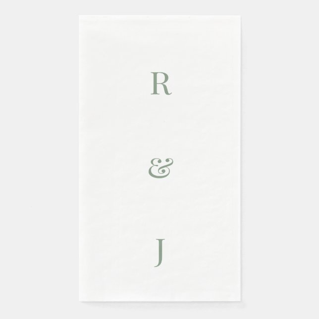 Sage Green Monogram Initials Engagement Wedding Napkin (Front)