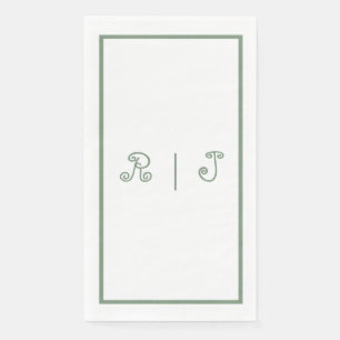 Sage Green Monogram Initials Letters 2025 Wedding Napkin