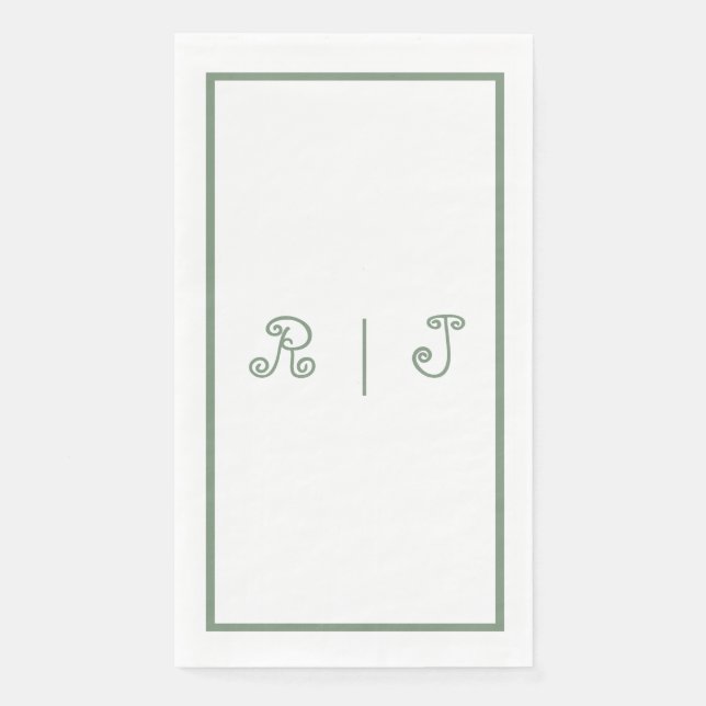 Sage Green Monogram Initials Letters 2025 Wedding Napkin (Front)