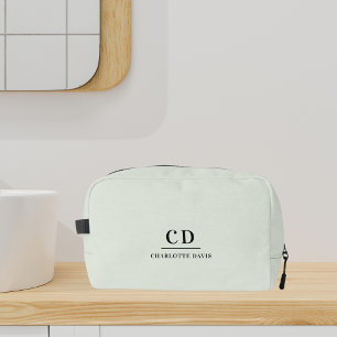 Sage green monogram initials name dopp kit