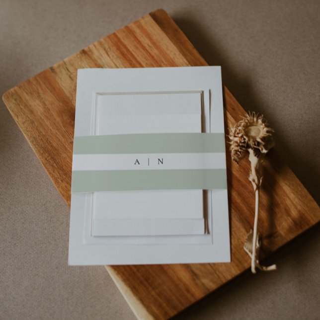 Sage Green Monogram Invitation Belly Band (Creator Uploaded)
