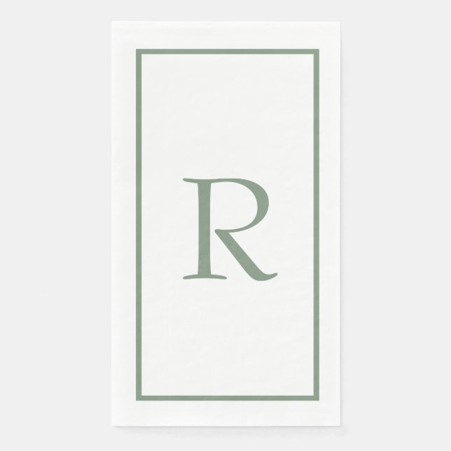 Sage Green Monogram Name Wedding Bridal Shower Napkin (Front)