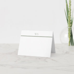 Sage Green Monogram Personalised Note Card