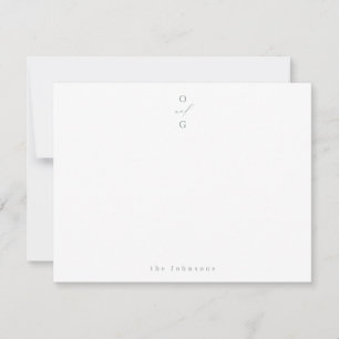 Sage Green monogram simple personalised Stationery Card