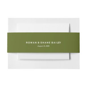 Sage Green Monogram Wedding Belly Band Invitation Belly Band