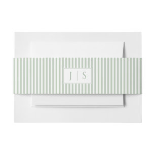 Sage Green Monogram Wedding Belly Band Invitation Belly Band